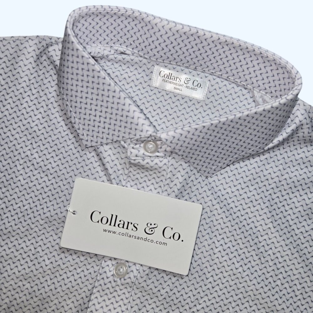 Collars & Co. Men's White Patterned Polo Shirt